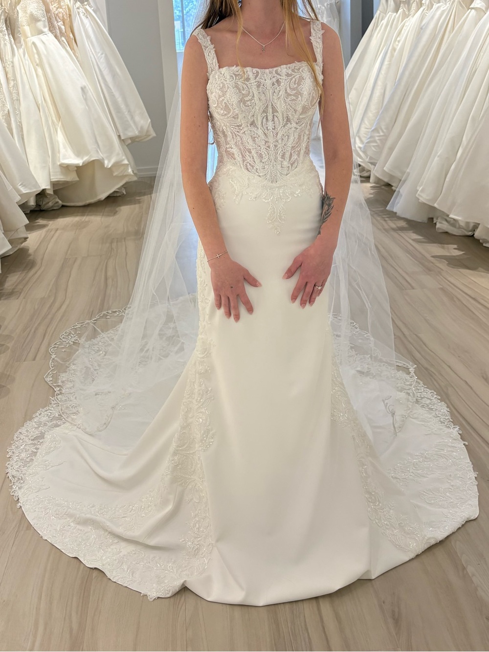 Martina Liana wedding dress and veil